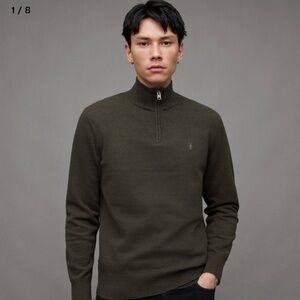 All Saints Kilburn Zip funnel neck Ramskull sweater